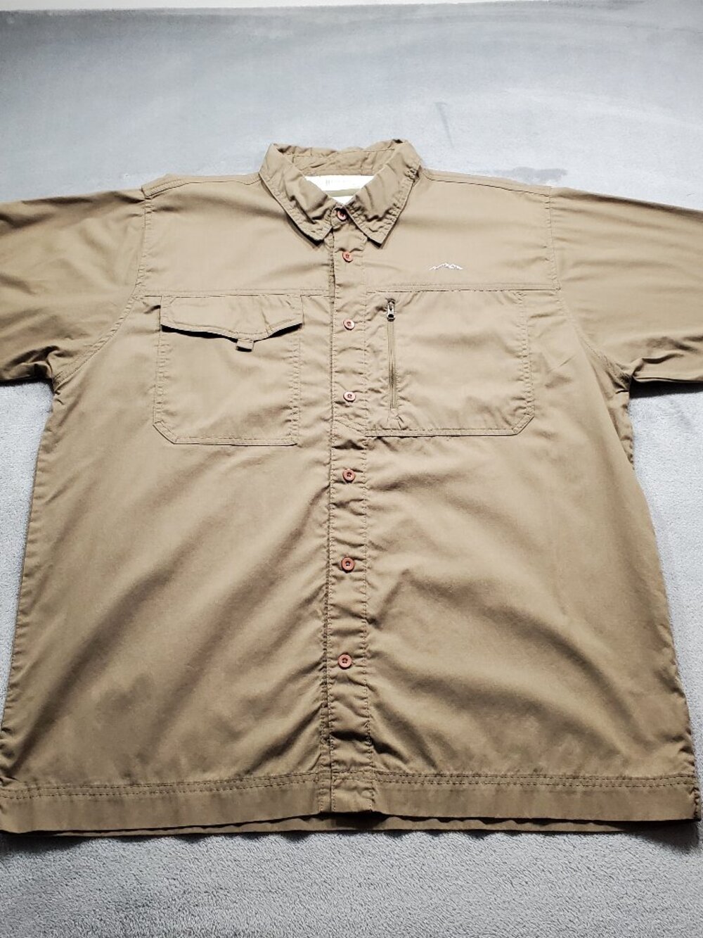 Rustic Ridge Button Up Short Sleeve Vented Outdoorsman Shirt Brown Men Sz 2XL